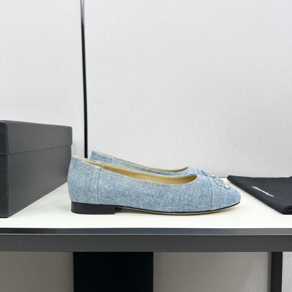 Chanel Ballet Flat Light Blue Denim 166814