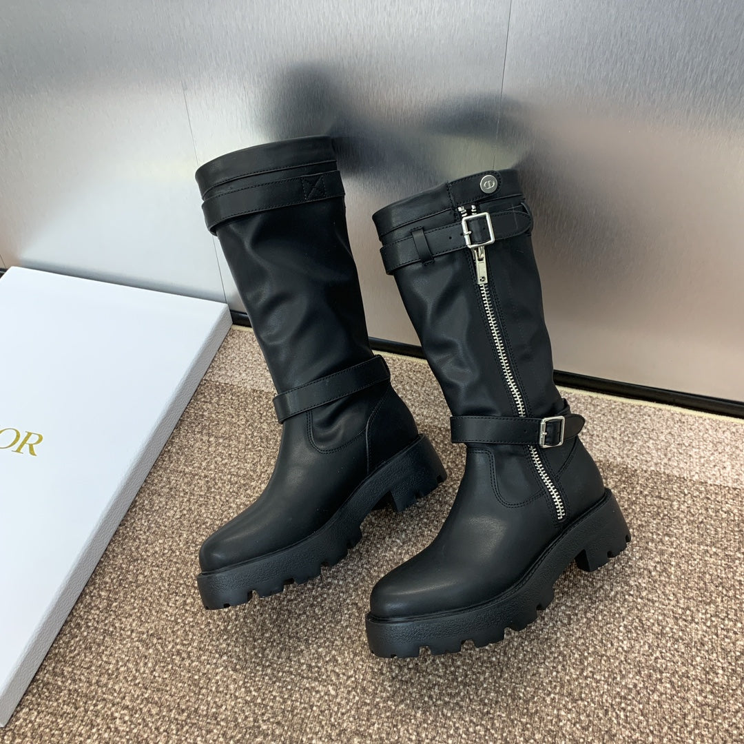 Dior 25S D-Major Boot 35mm in Black Calfskin