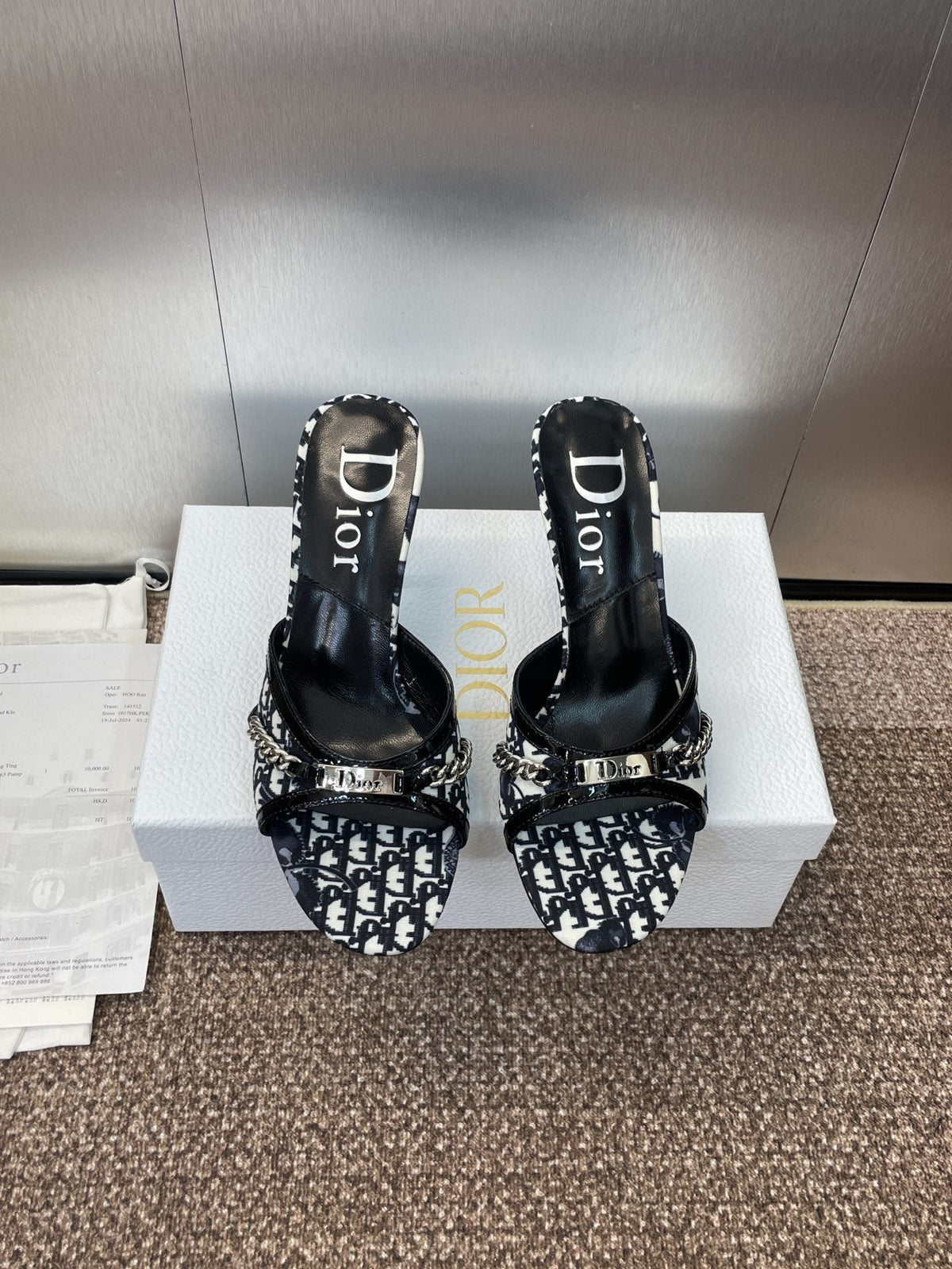 Dior 25S High Heels Punk 85mm in Black White Calfskin and Canvas