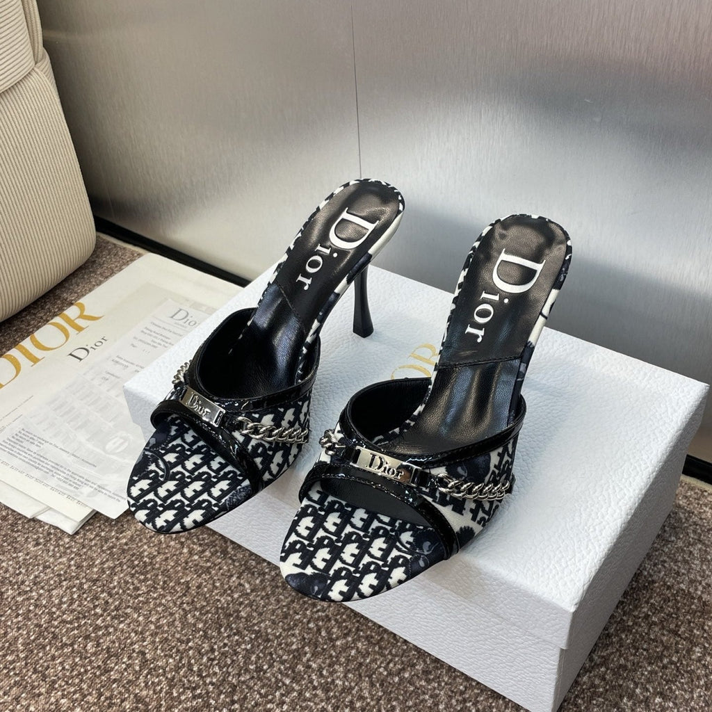 Dior 25S High Heels Punk 85mm in Black White Calfskin and Canvas
