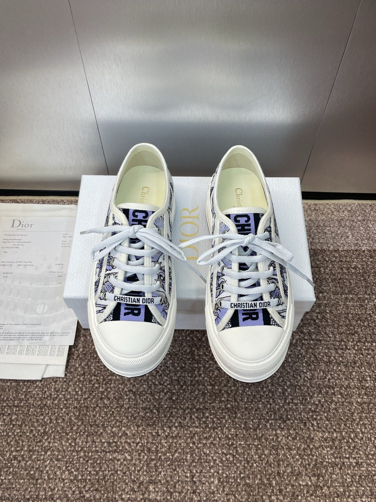 Dior 25S Walk'N' Sneaker in Blue Toile de Jouy Embroidered Cotton
