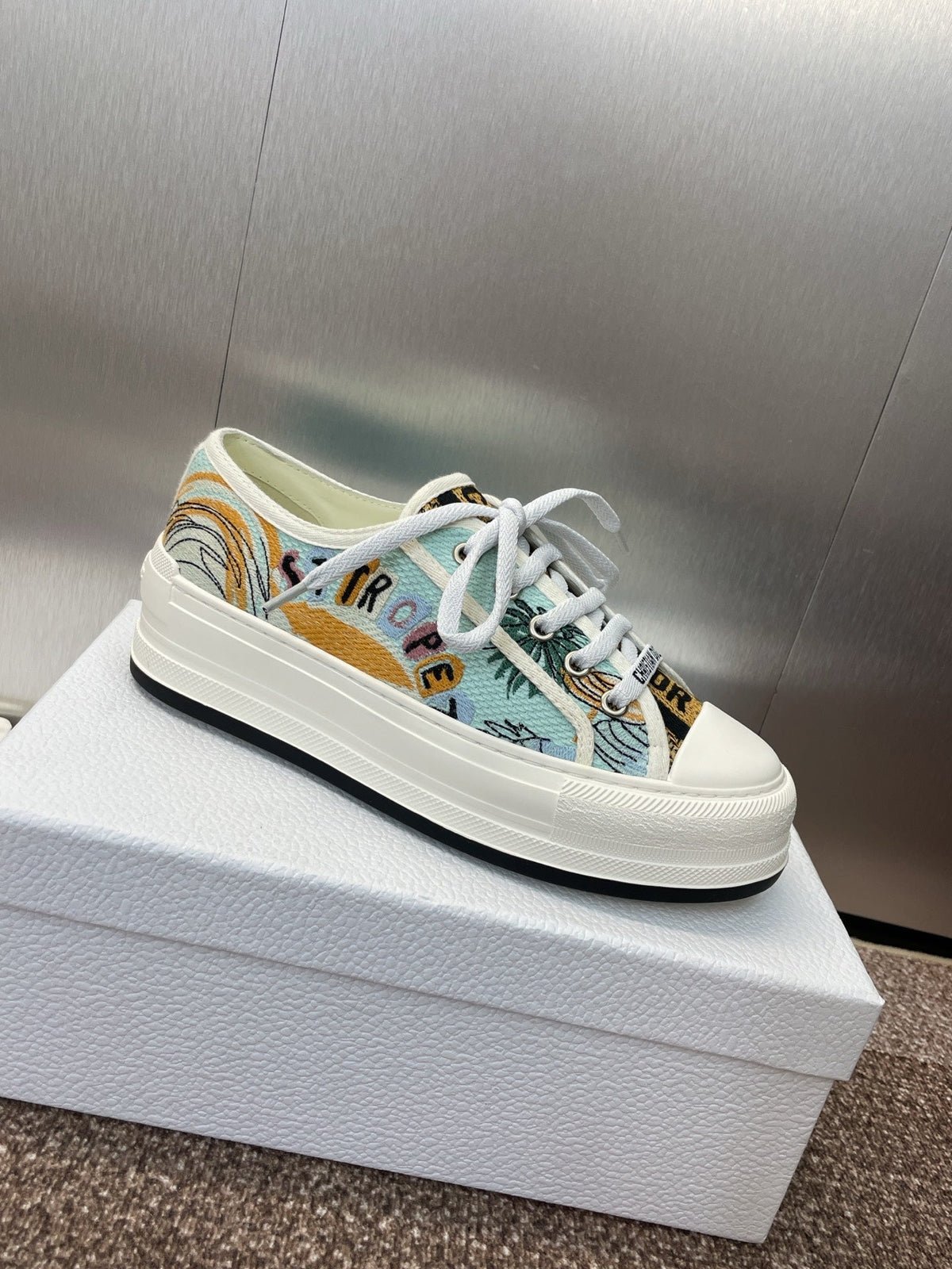 Dior 25S Walk'N' Sneaker in Multicolor Oblique Embroidered Cotton