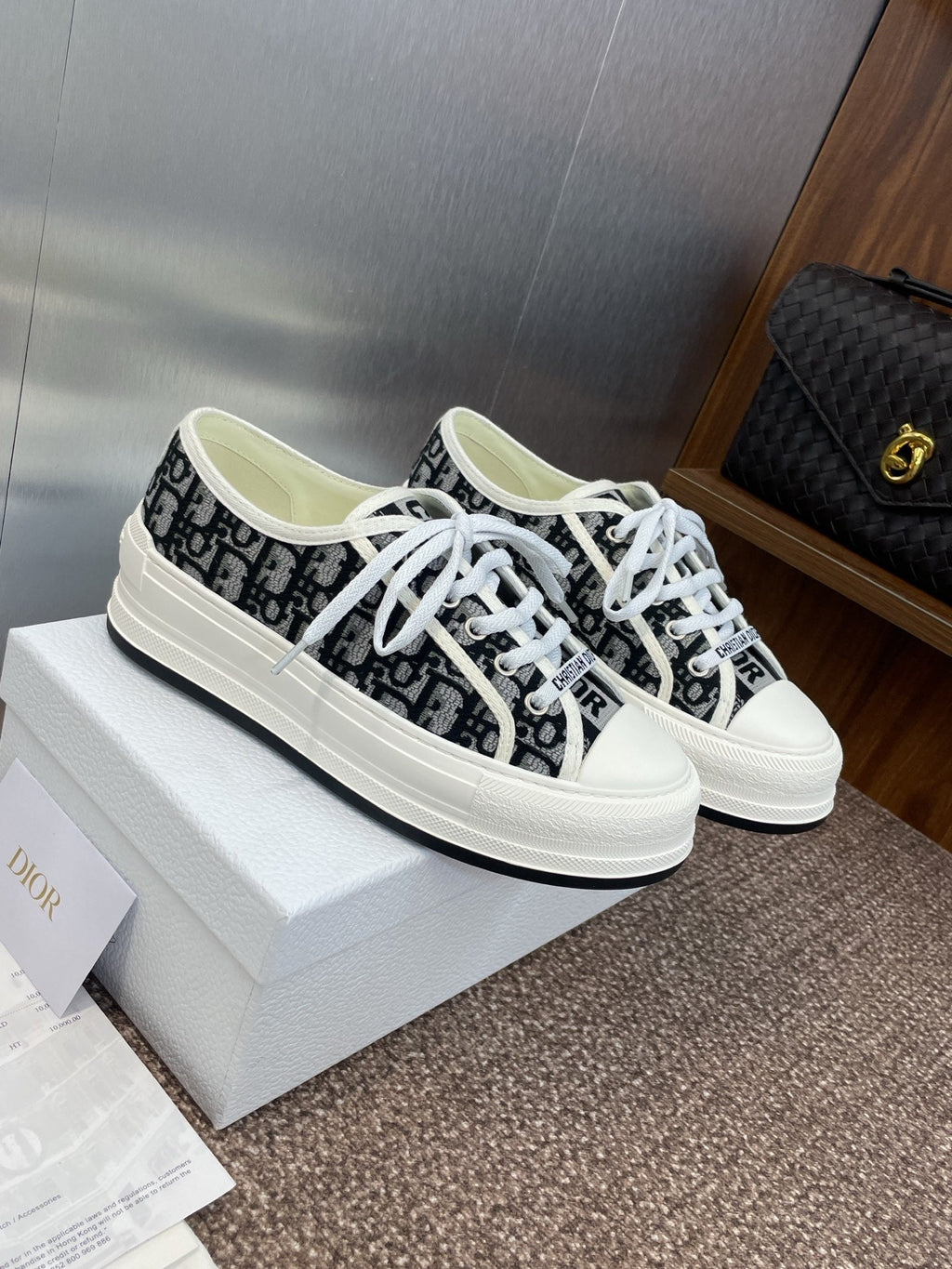 Dior 25S Walk'N' Sneaker in Dark Grey Oblique Embroidered Cotton