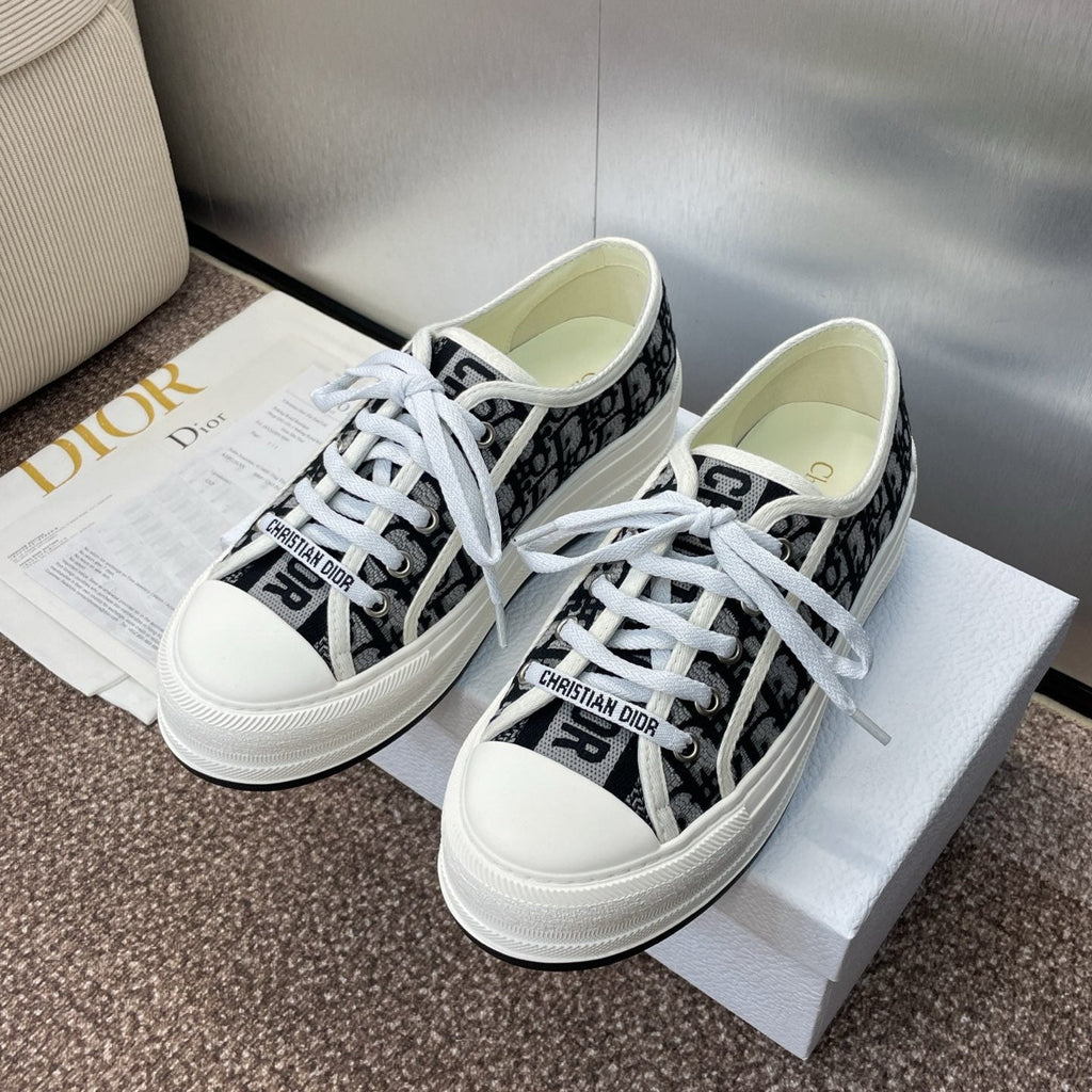 Dior 25S Walk'N' Sneaker in Dark Grey Oblique Embroidered Cotton