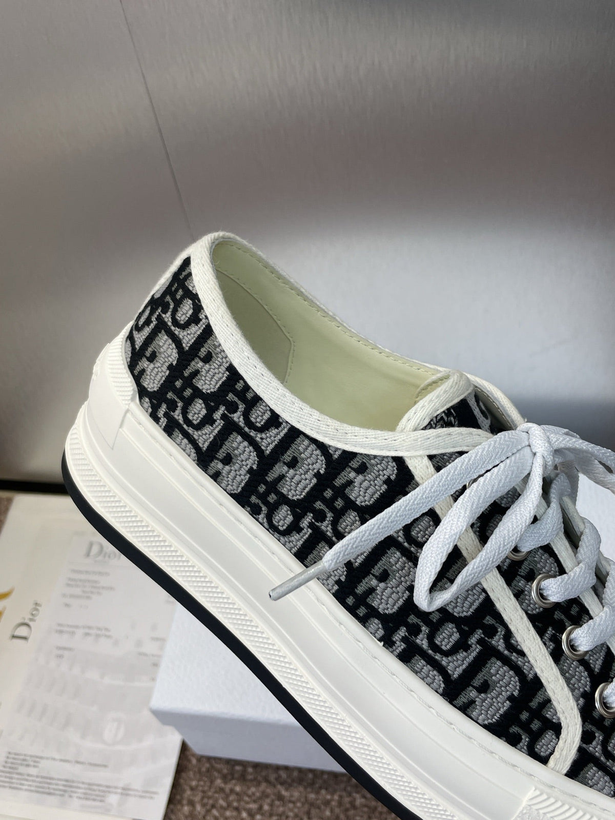 Dior 25S Walk'N' Sneaker in Dark Grey Oblique Embroidered Cotton