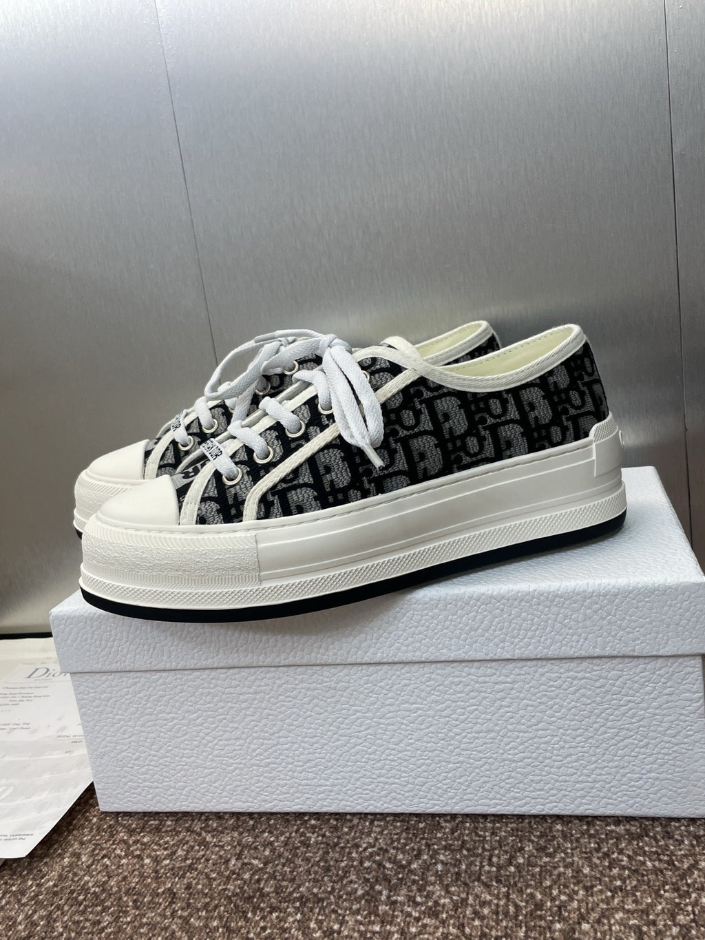 Dior 25S Walk'N' Sneaker in Dark Grey Oblique Embroidered Cotton