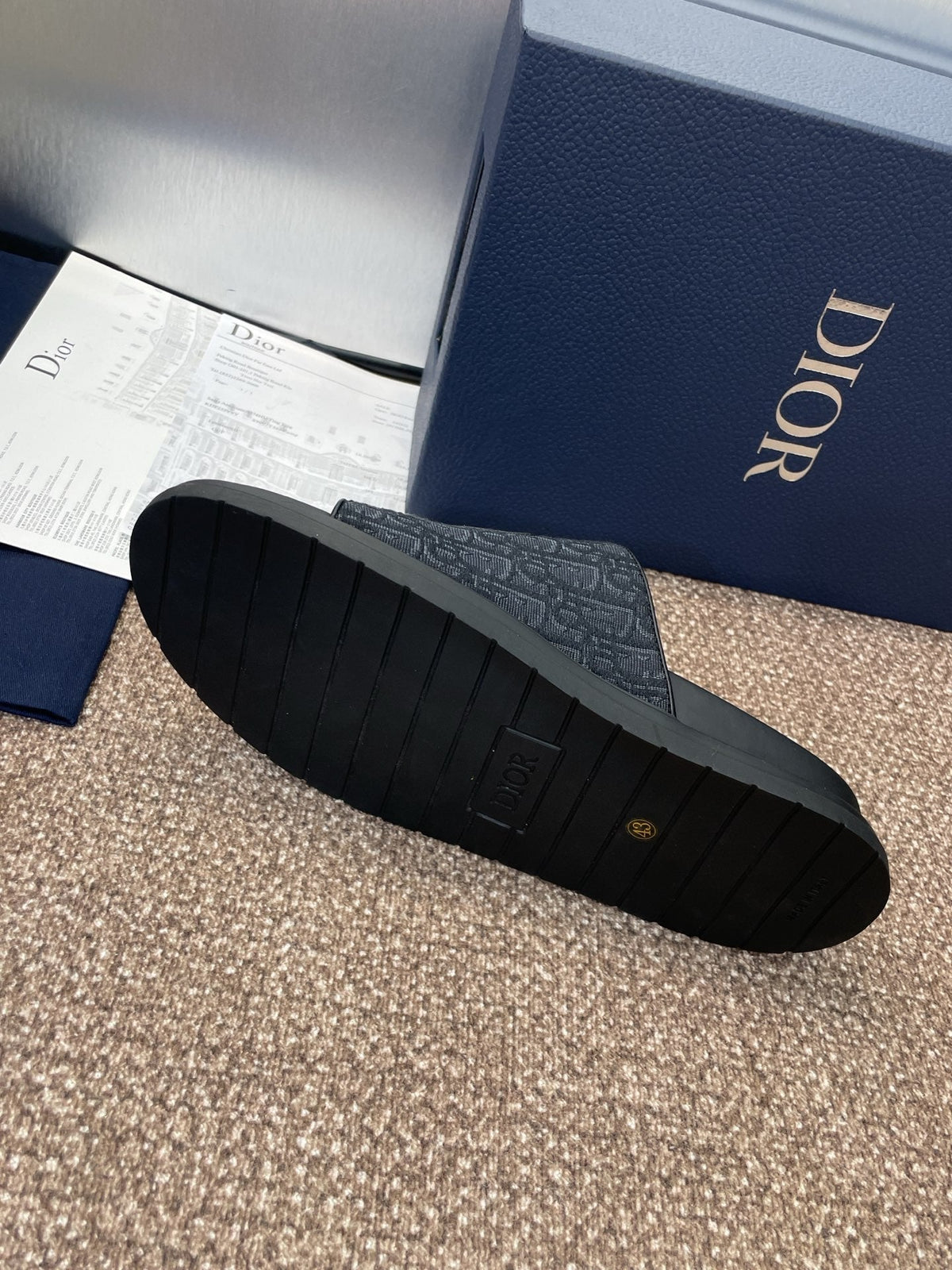 Dior 25S Act Slide in Black Calfskin and Canvas Silver Hardware
