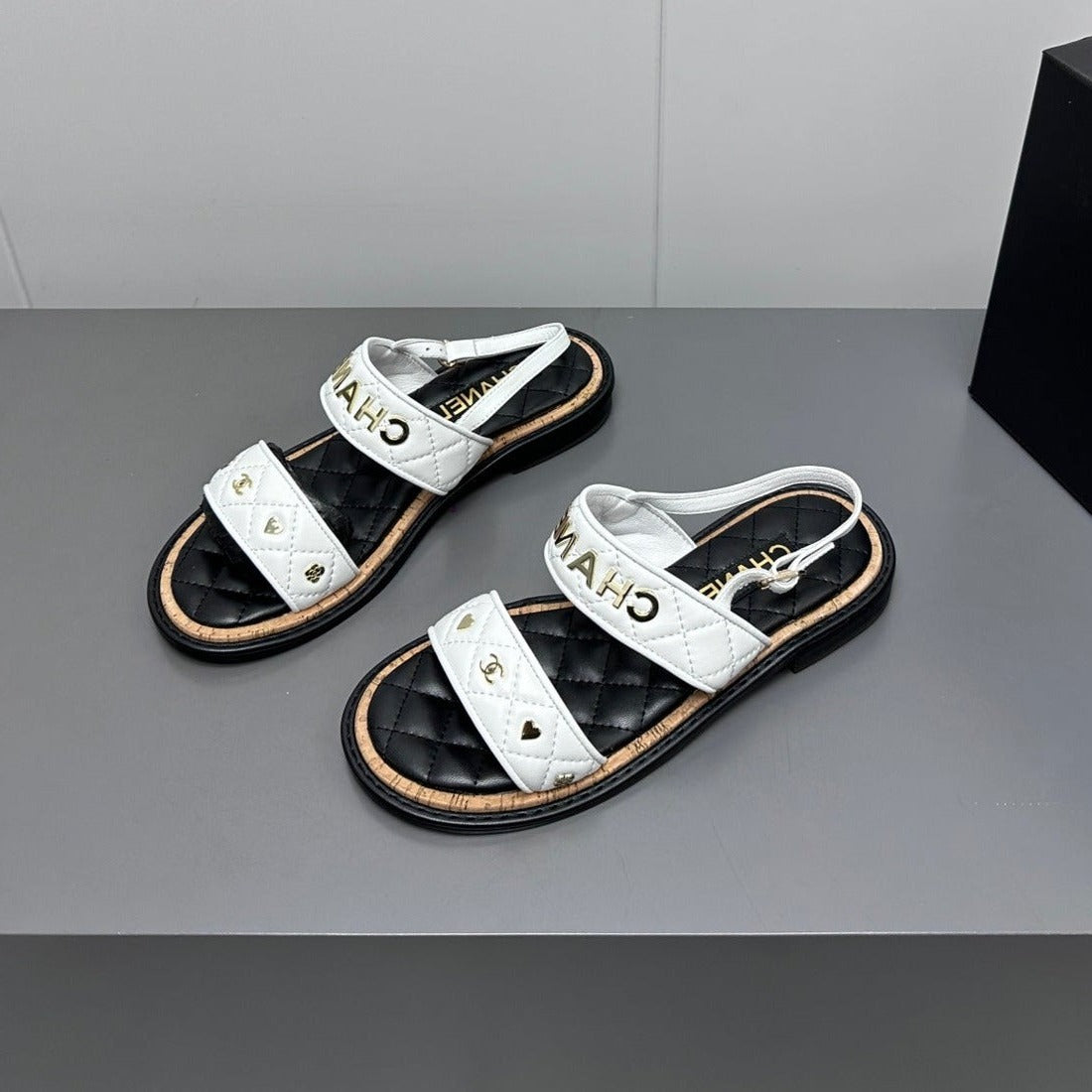 Chanel Dad Sandals White Calf Leather
