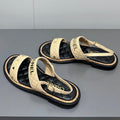 Chanel Dad Sandals Cream Yellow Calf Leather
