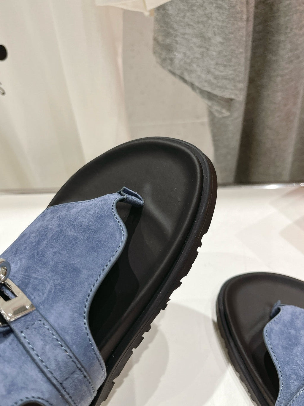 Hermes Empire Sandal Black Mix Stone Suede