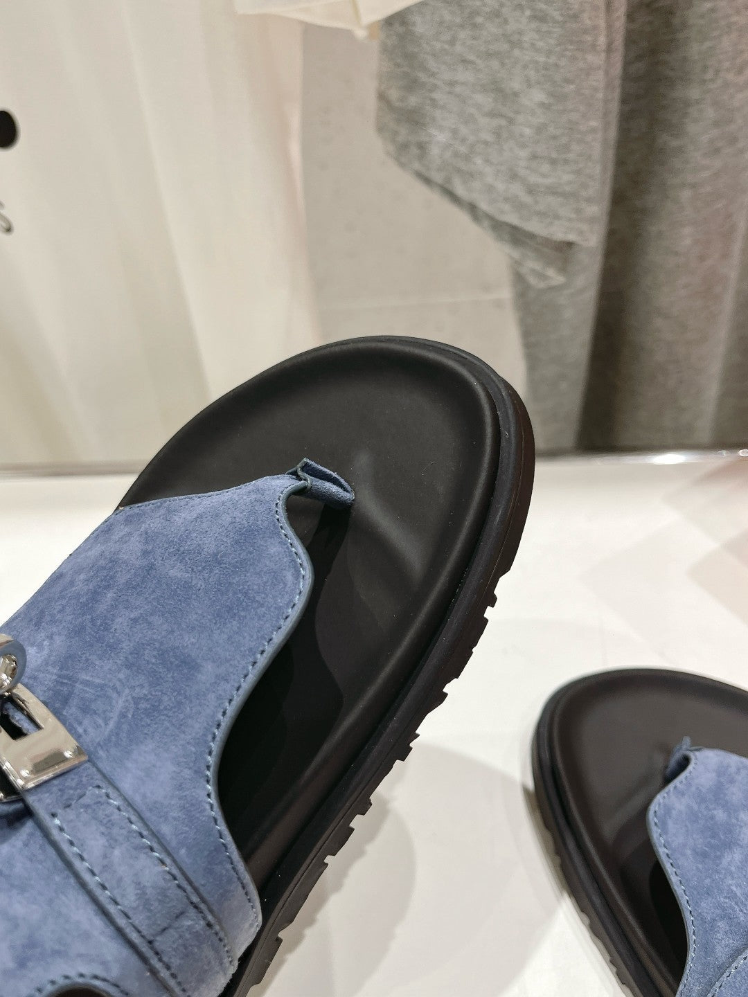 Hermes Empire Sandal Black Mix Stone Suede