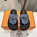 Hermes Empire Sandal Black Mix Stone Suede