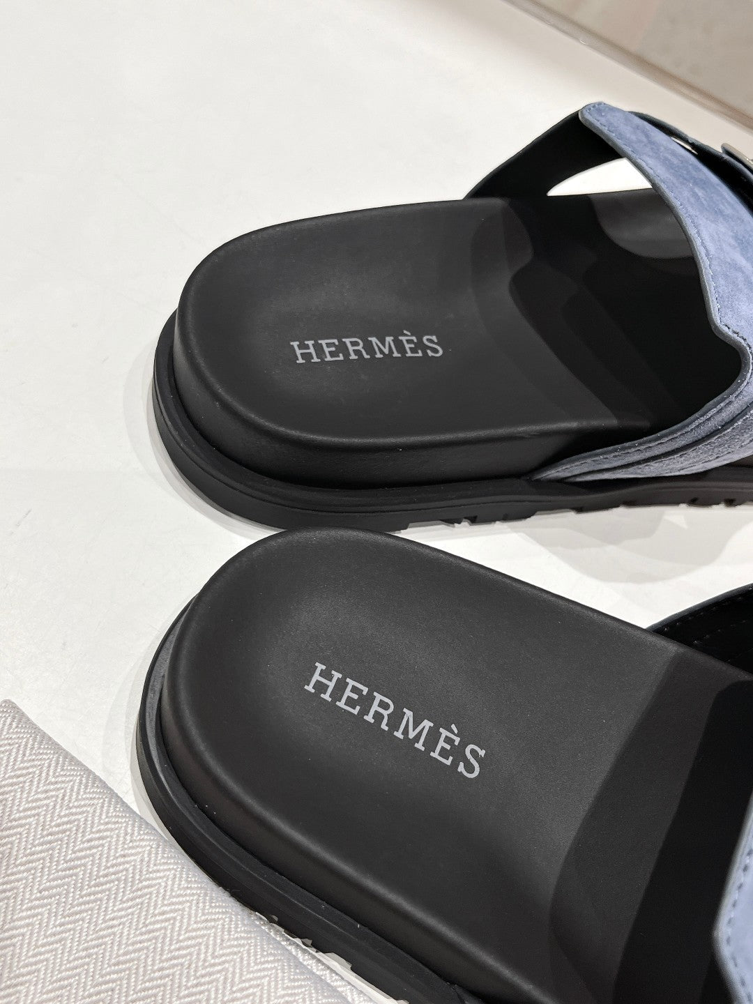 Hermes Empire Sandal Black Mix Stone Suede