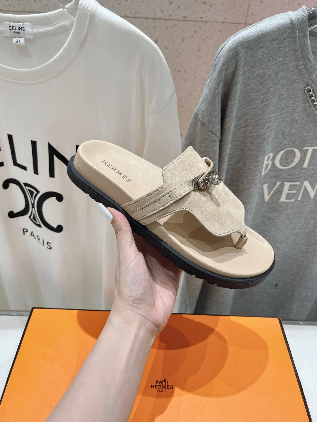 Hermes Empire Sandal Pastel Pink Suede