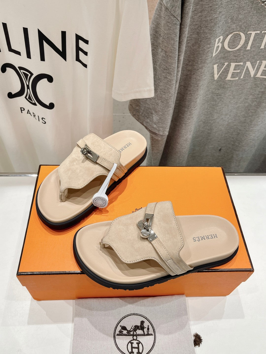 Hermes Empire Sandal Pastel Pink Suede