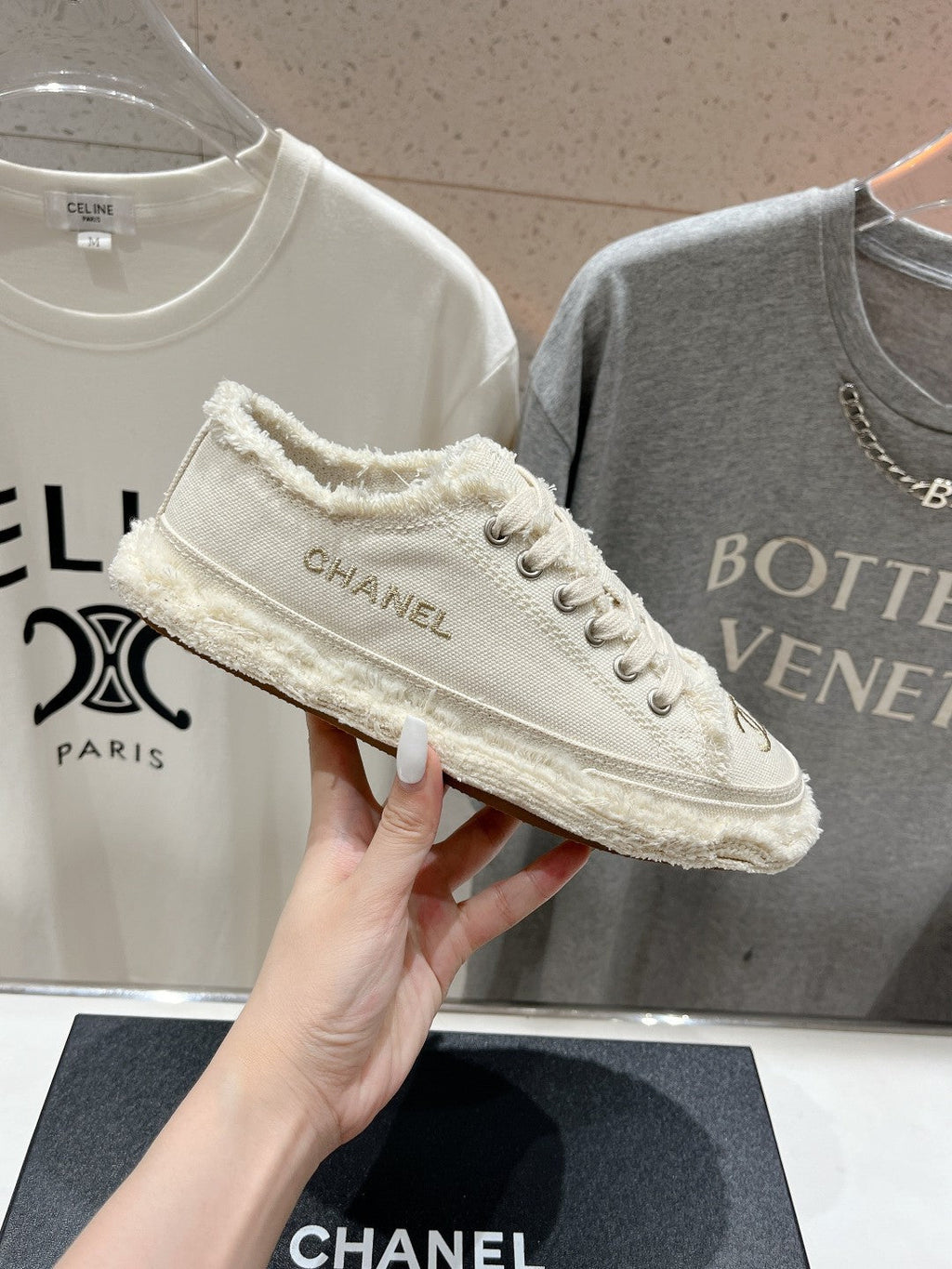 Chanel Sneaker White Denim Fabric