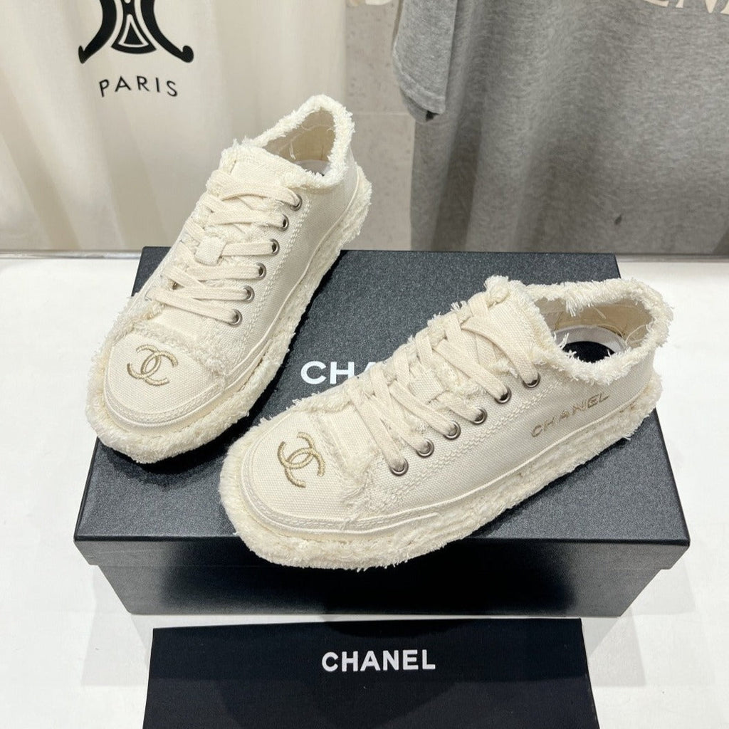 Chanel Sneaker White Denim Fabric