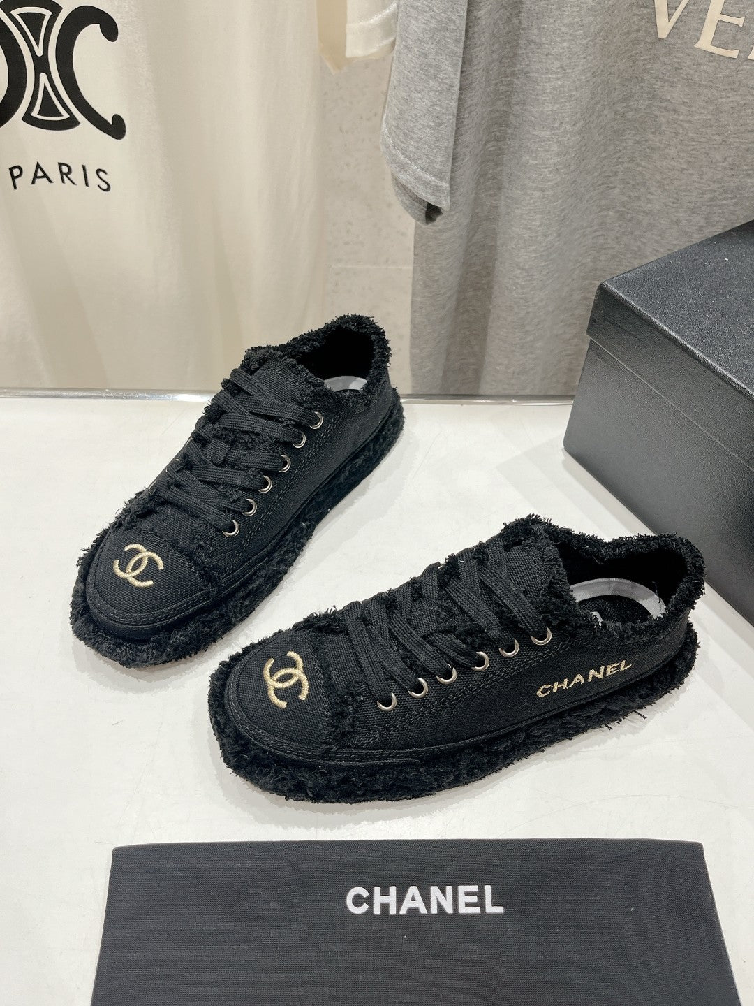 Chanel Sneaker Black Denim Fabric