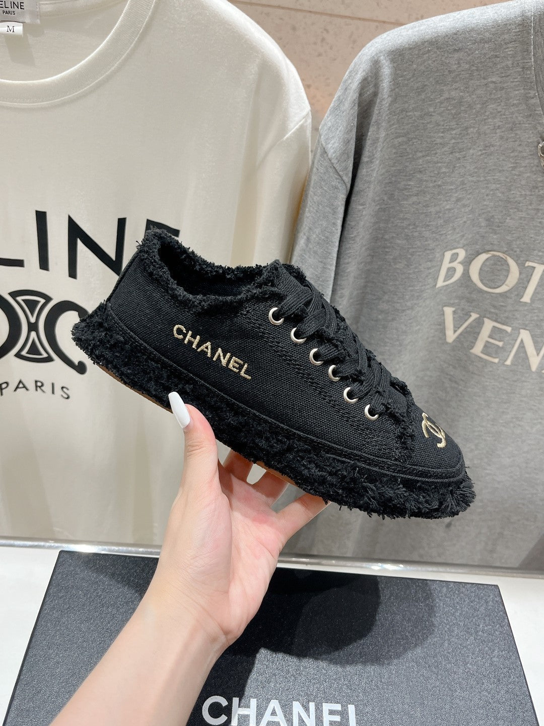 Chanel Sneaker Black Denim Fabric
