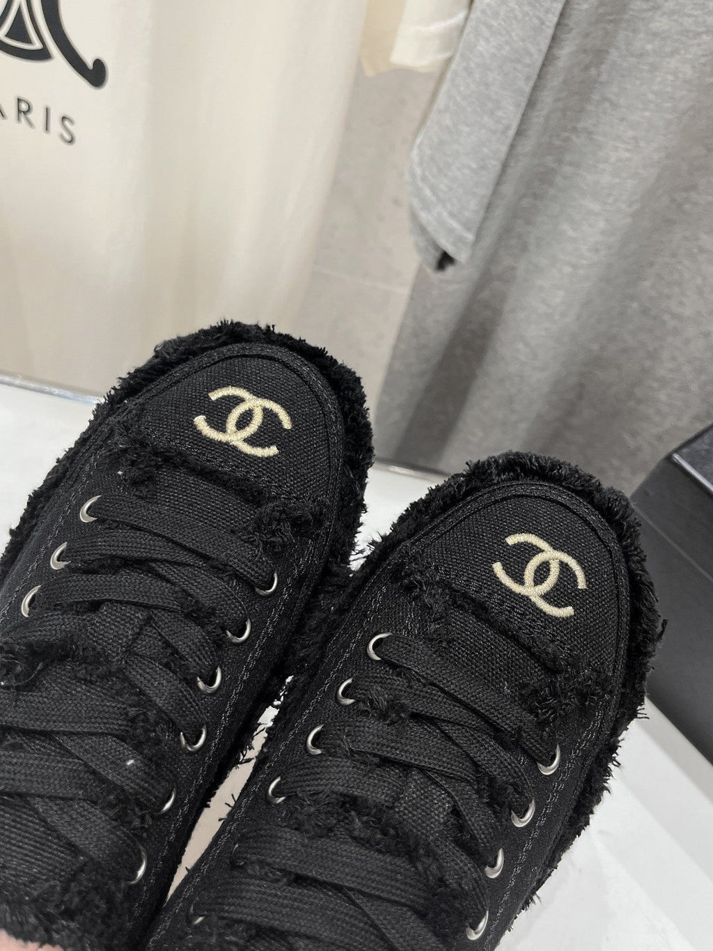 Chanel Sneaker Black Denim Fabric