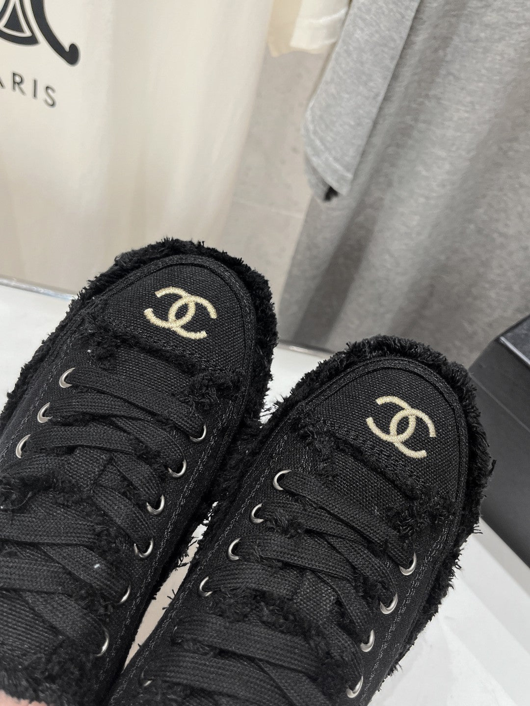 Chanel Sneaker Black Denim Fabric