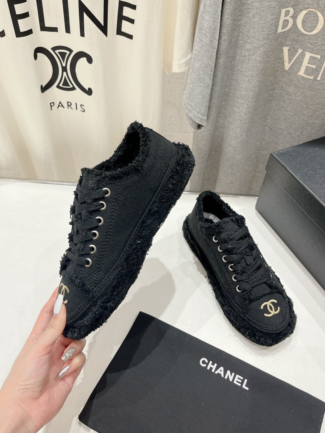 Chanel Sneaker Black Denim Fabric