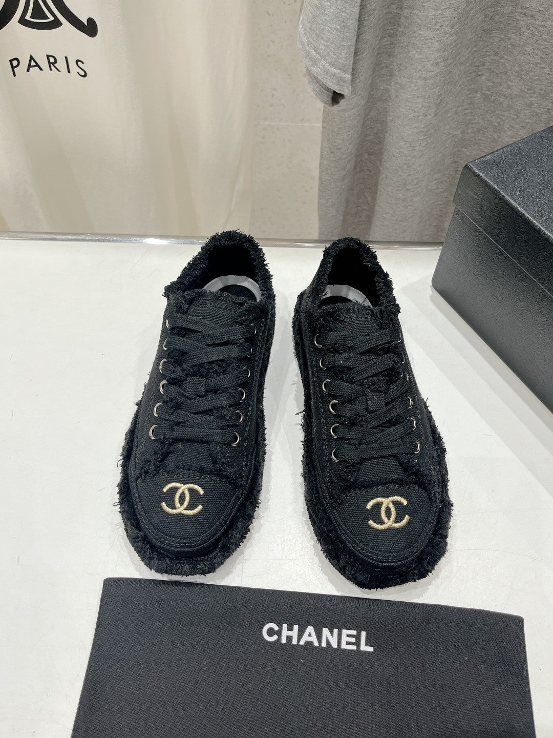 Chanel Sneaker Black Denim Fabric