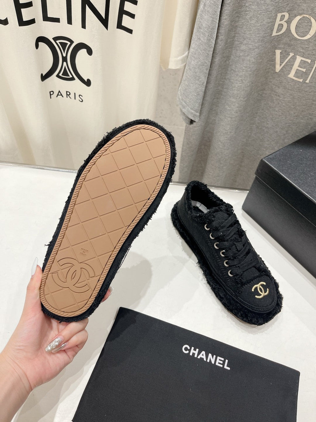 Chanel Sneaker Black Denim Fabric