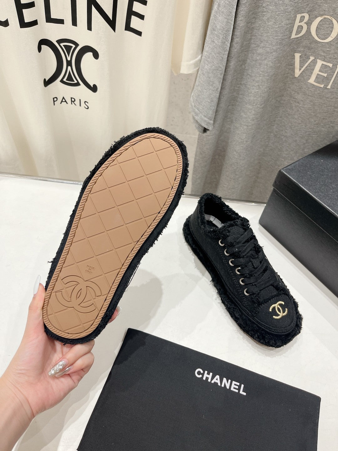Chanel Sneaker Black Denim Fabric