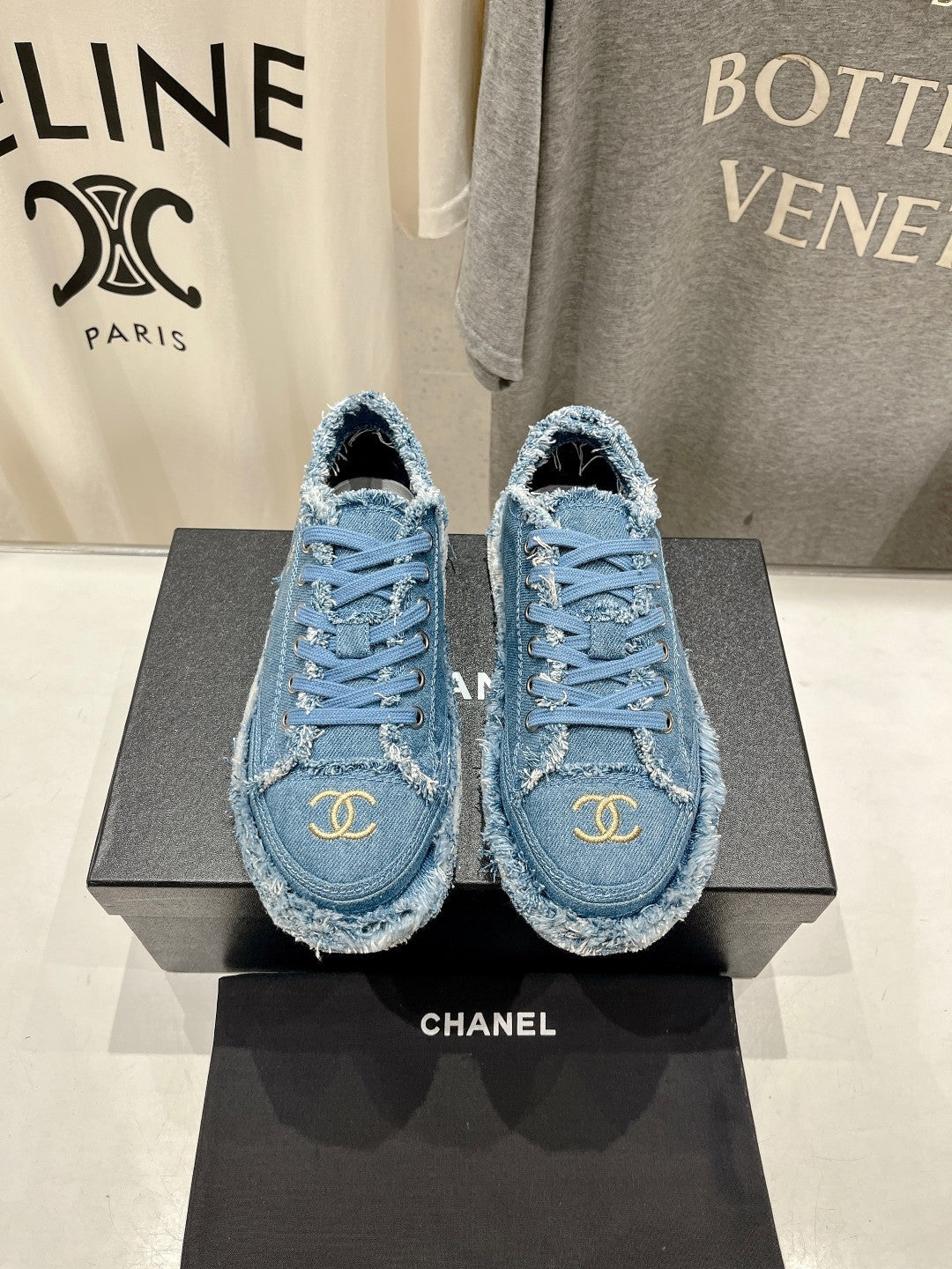 Chanel Sneaker Sky Blue Denim Fabric