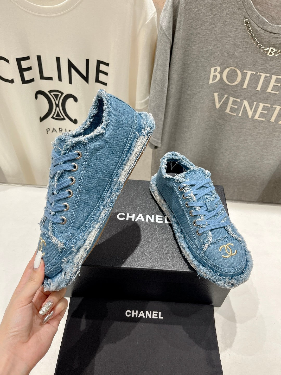Chanel Sneaker Sky Blue Denim Fabric
