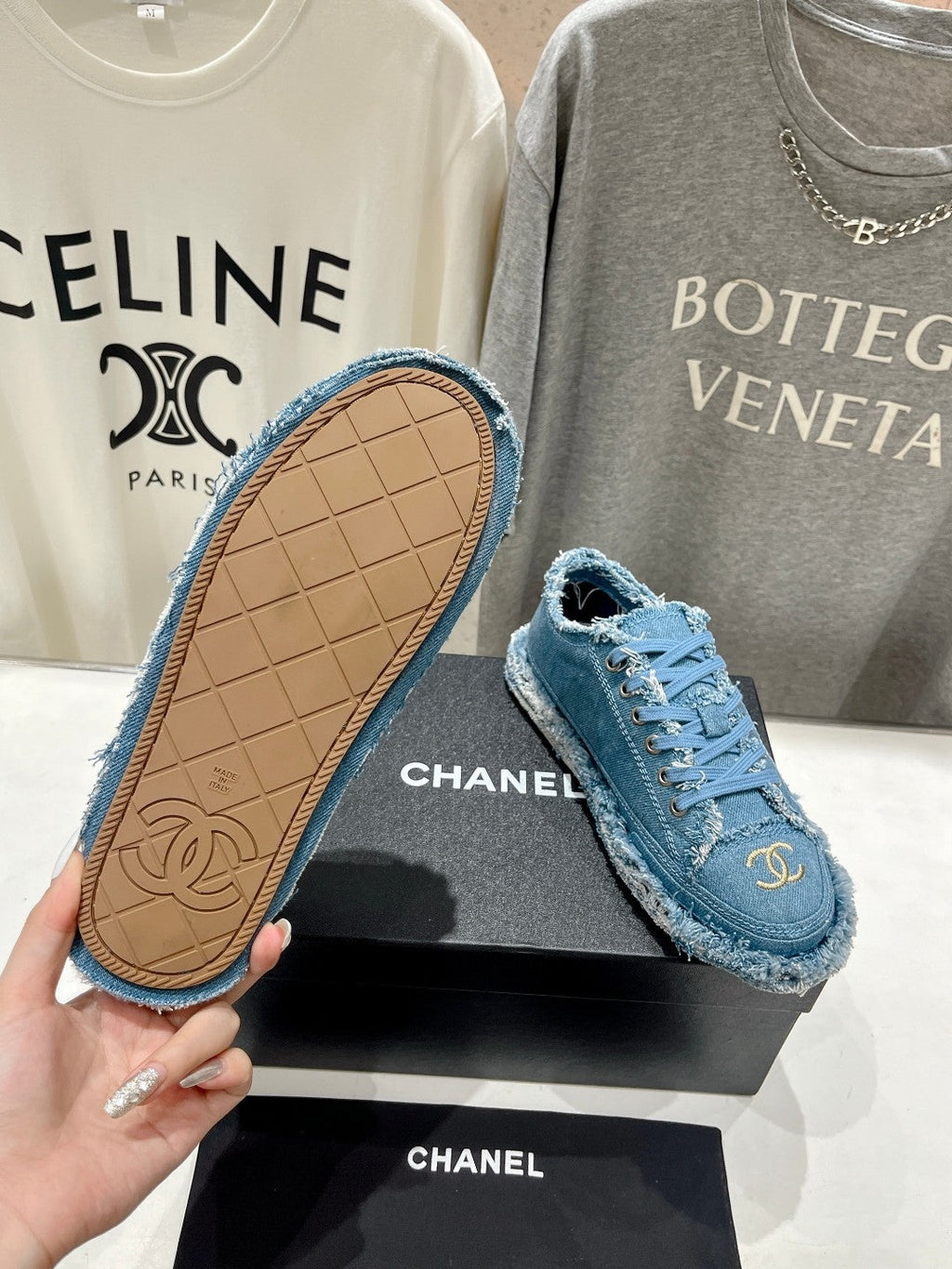 Chanel Sneaker Sky Blue Denim Fabric