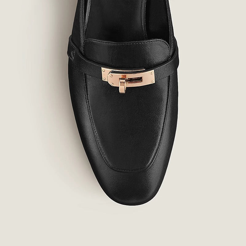 Hermes 0Z Mule Noir Rose Gold