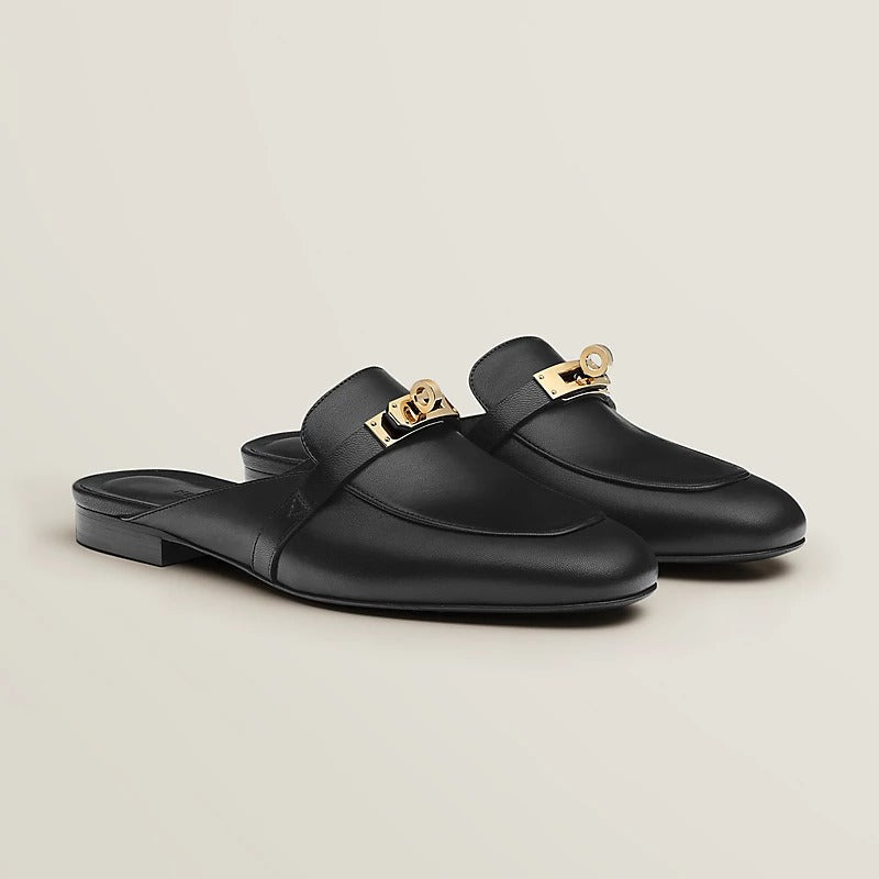 Hermes 0Z Mule Noir Gold