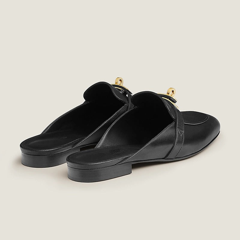 Hermes 0Z Mule Noir Gold