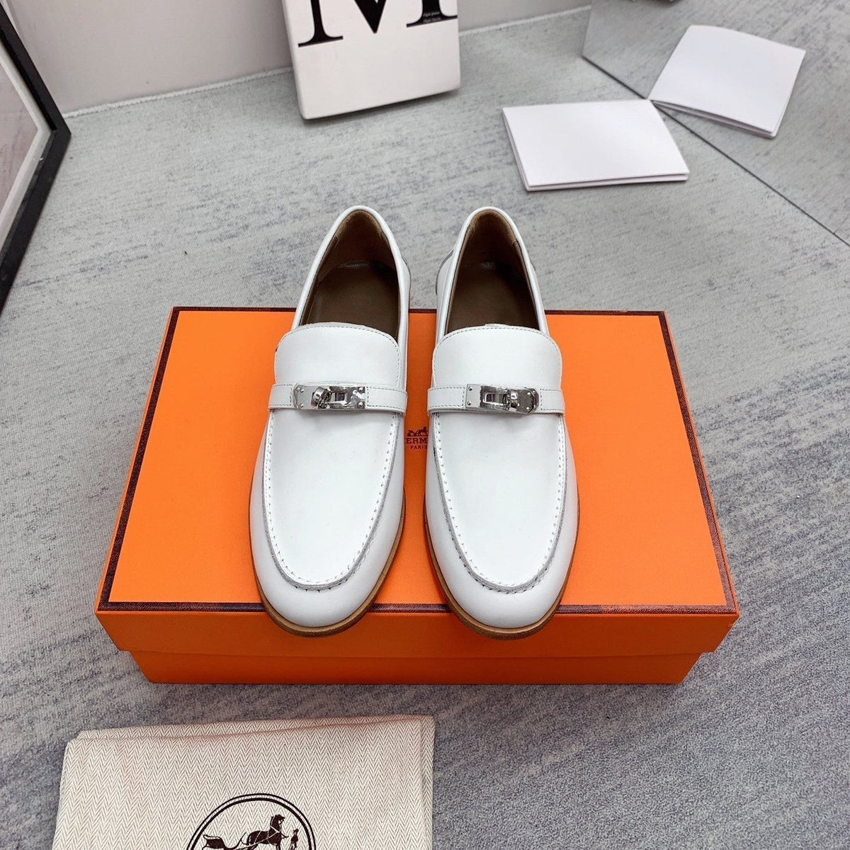 Hermes Destin Loafer White