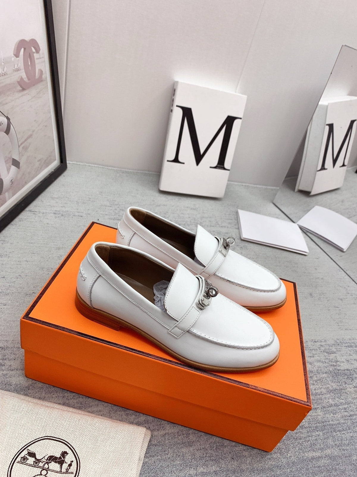 Hermes Destin Loafer White