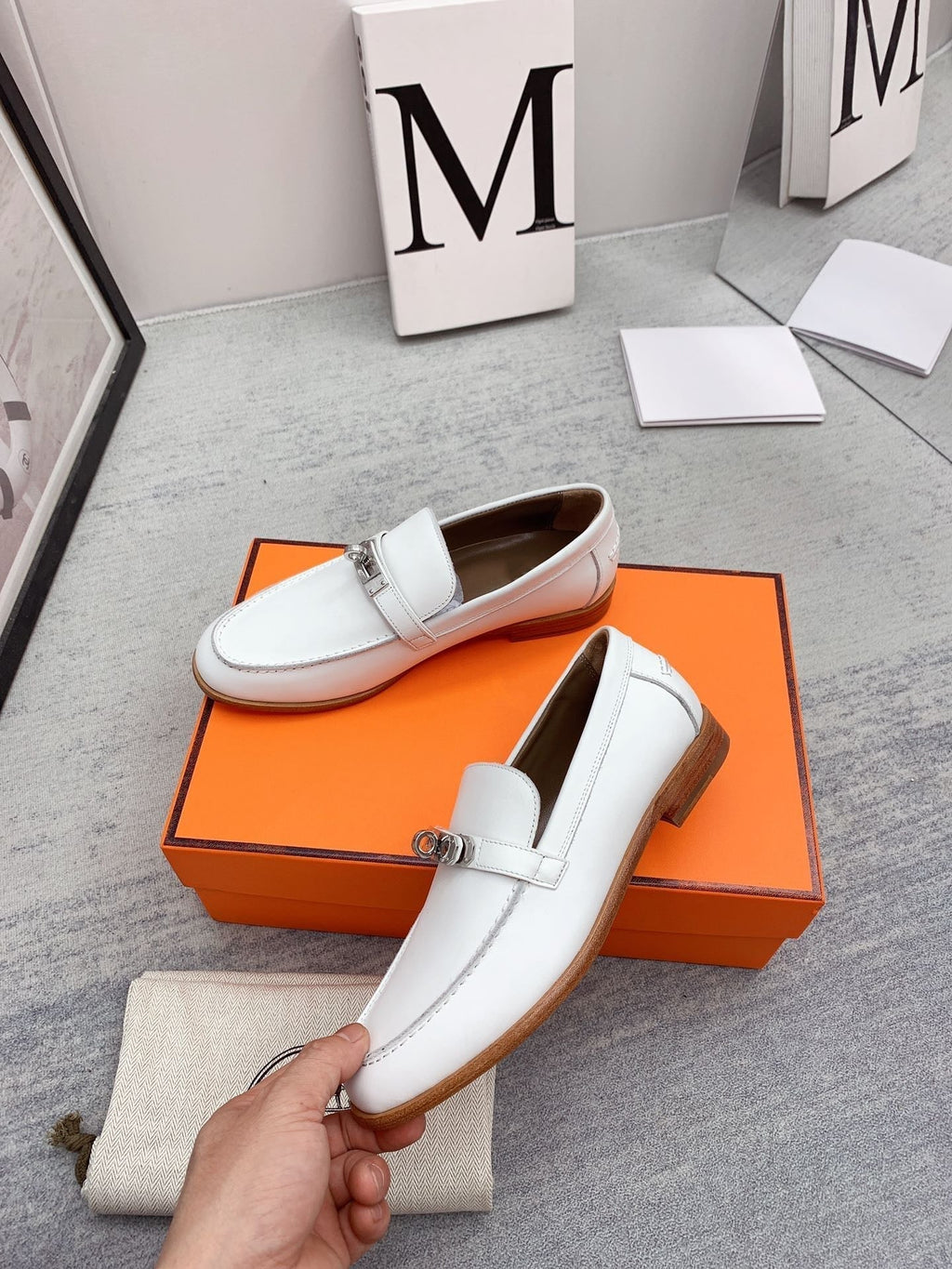 Hermes Destin Loafer White