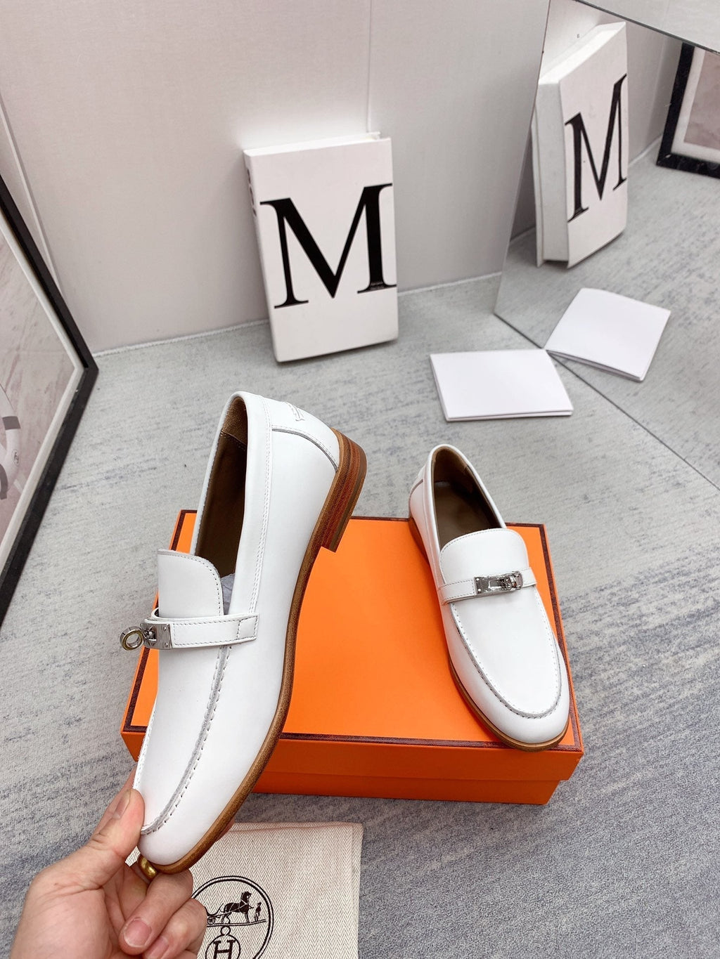 Hermes Destin Loafer White