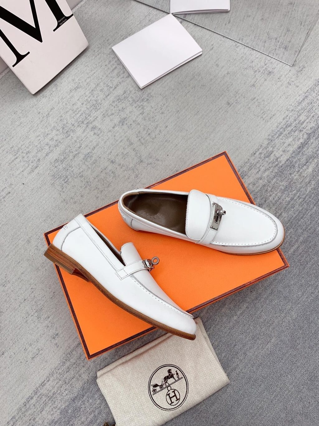 Hermes Destin Loafer White